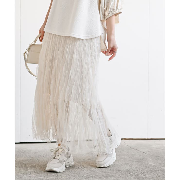 アイボリー | クリンクルチュールスカート | rps