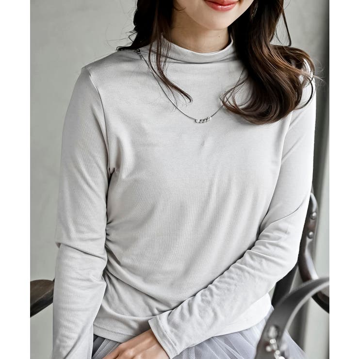 ライトグレー | ネックレス付きプチハイネックカットソー | rps