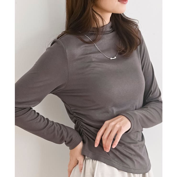 CHACグレー | ネックレス付きプチハイネックカットソー | rps