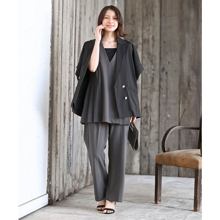 Vネックプリーツベスト×パンツセットアップ[品番：RPSW0003432]｜rps