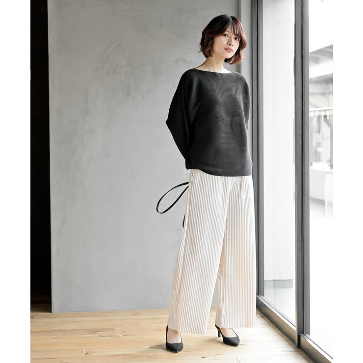 カットジョーゼット細プリーツパンツ[品番：RPSW0003462]｜rps