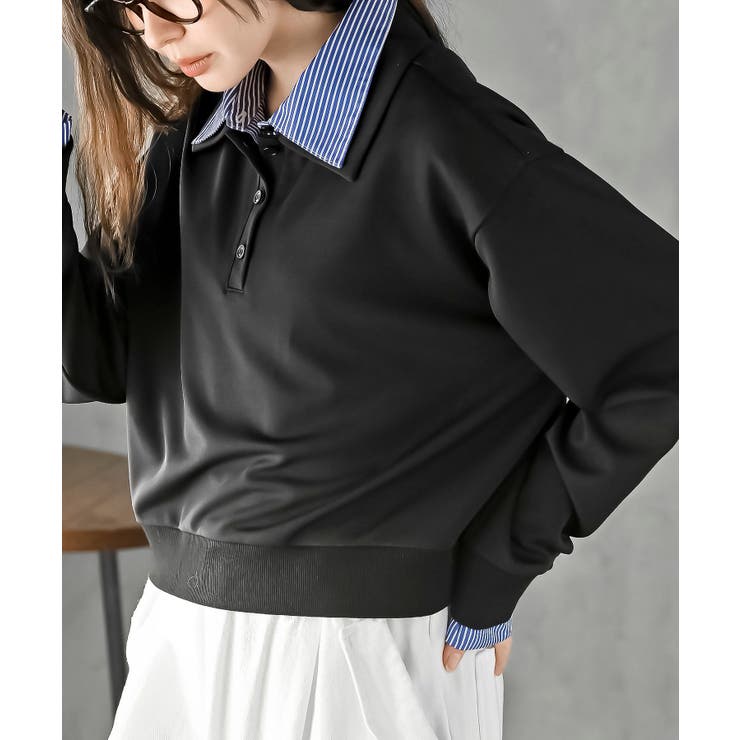 ブラック | 衿レイヤードポンチプルオーバー | rps