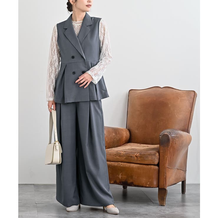 CHACグレー | ペプラムジレ×パンツセットアップ | rps