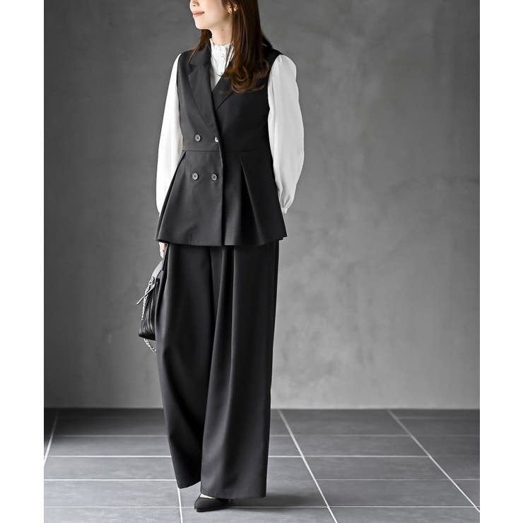 ブラック | ペプラムジレ×パンツセットアップ | rps