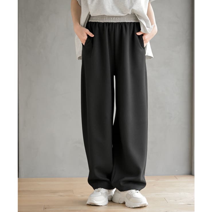 ブラック | ウエスト配色コクーンイージーパンツ | rps