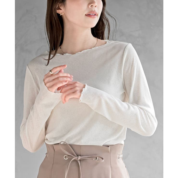 アイボリー | シアー天竺メローネックカットソー | rps