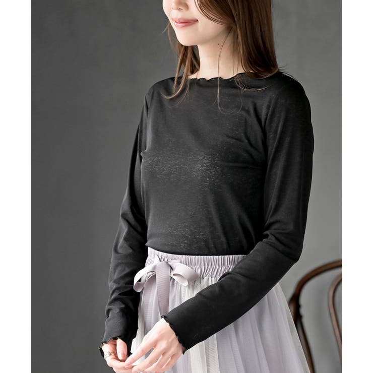 ブラック | シアー天竺メローネックカットソー | rps