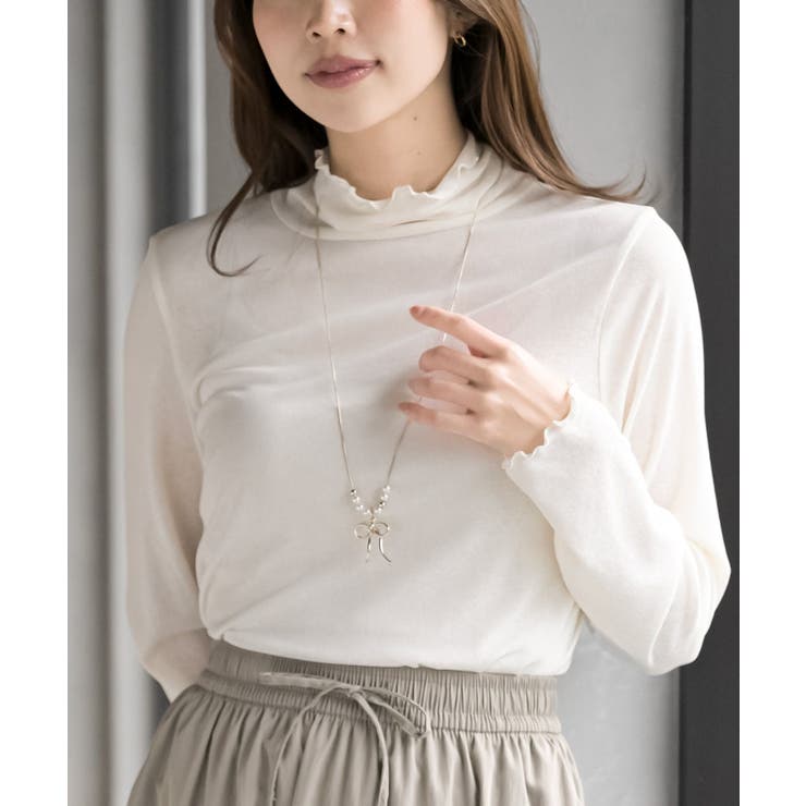 アイボリー | シアー天竺ハイネックカットソー | rps