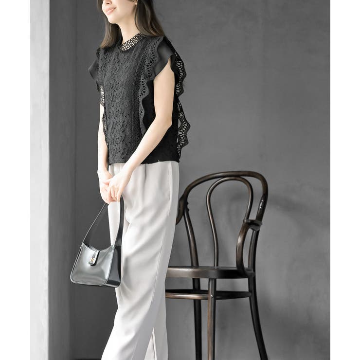 プチハイネックフレンチスリーブレースブラウス | rps | 詳細画像11 