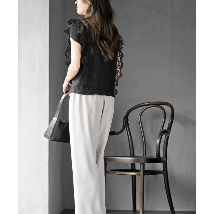 プチハイネックフレンチスリーブレースブラウス | rps | 詳細画像12 