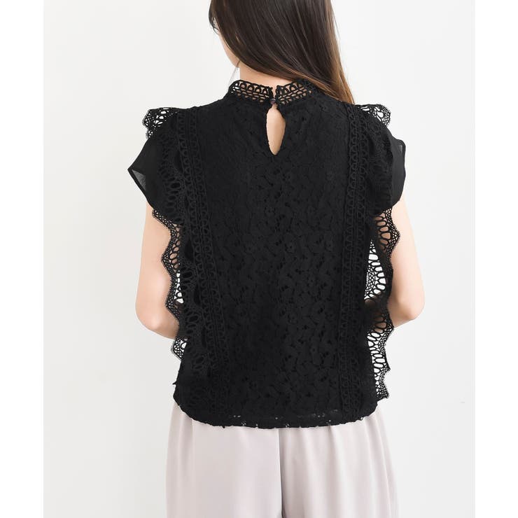 プチハイネックフレンチスリーブレースブラウス | rps | 詳細画像19 