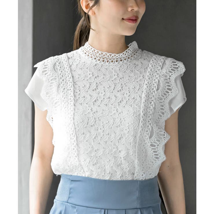 プチハイネックフレンチスリーブレースブラウス | rps | 詳細画像6 