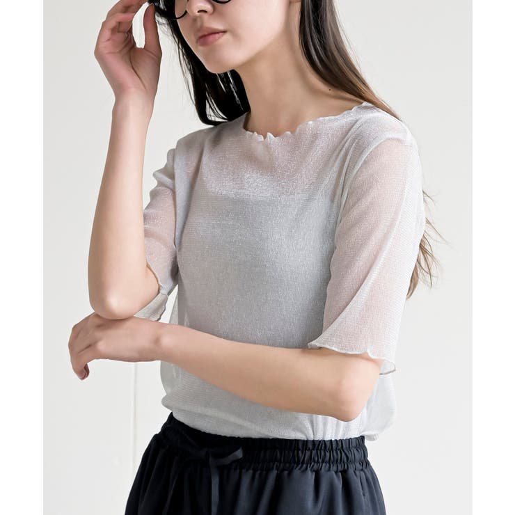 オフホワイト | ラメシアークルーネックカットソー | rps