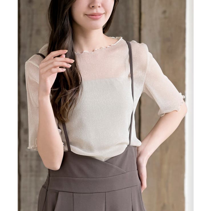 アイボリー | ラメシアークルーネックカットソー | rps