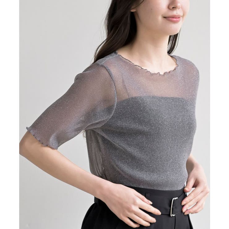グレー | ラメシアークルーネックカットソー | rps