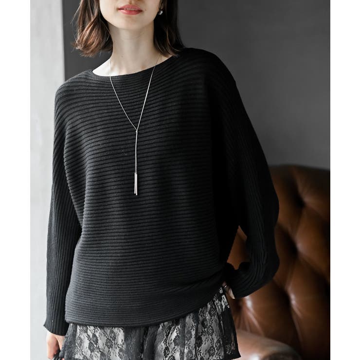 ブラック | ドルマンリブニットプルオーバー | rps