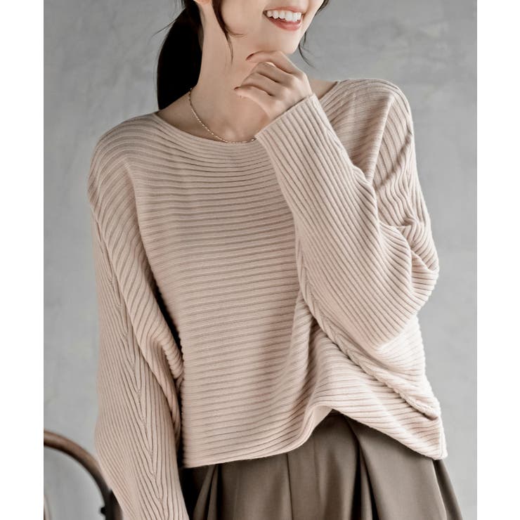 グレージュ | ドルマンリブニットプルオーバー | rps