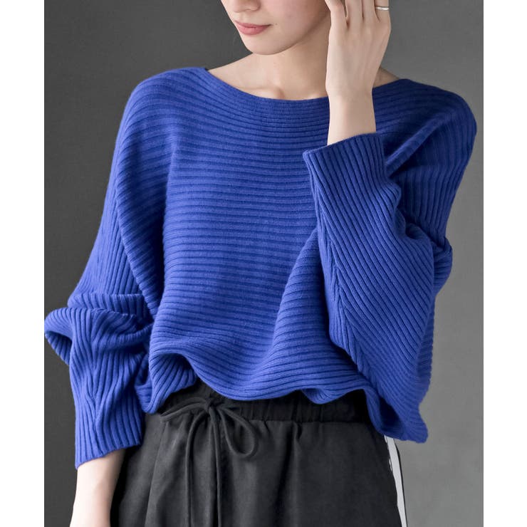 ブルー | ドルマンリブニットプルオーバー | rps