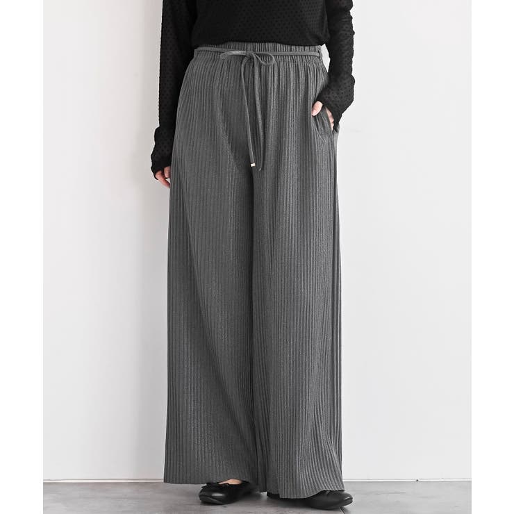 グレー | ラメカットジョーゼットプリーツパンツ | rps