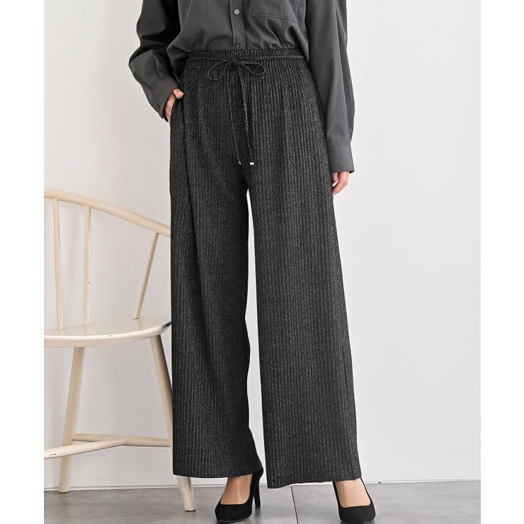 ブラック | ラメカットジョーゼットプリーツパンツ | rps