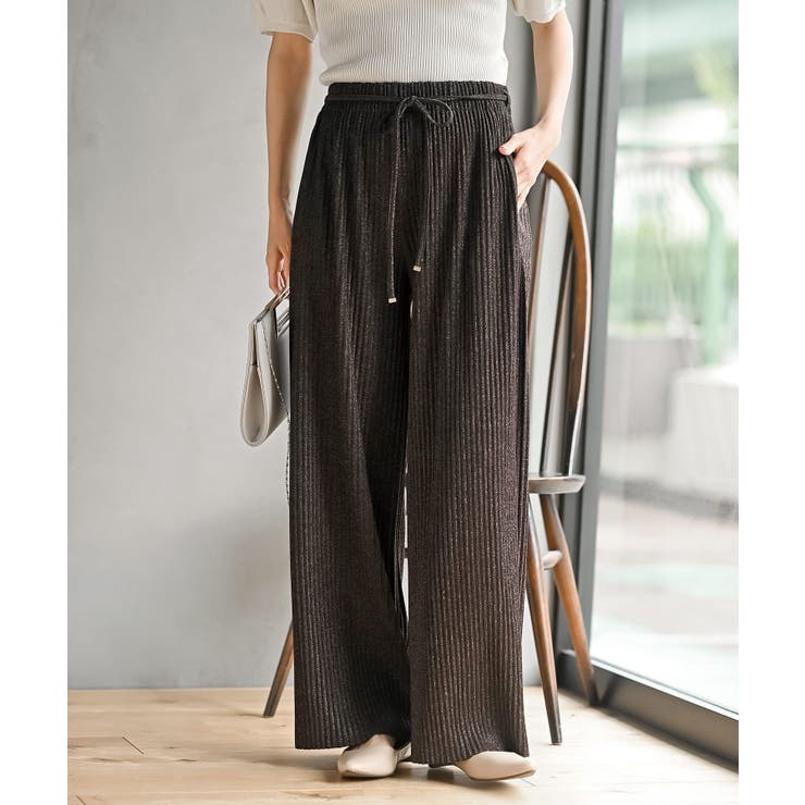 ブラウン | ラメカットジョーゼットプリーツパンツ | rps