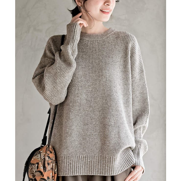 杢ブラウン | ラメスパンコールニットプルオーバー | rps