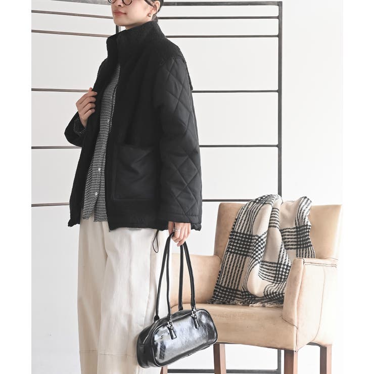 ボア×キルト切替ジップスタンドブルゾン | rps | 詳細画像3 