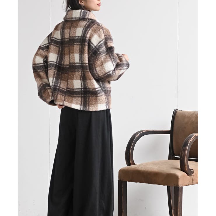 チェック柄ボアショートジャケット | rps | 詳細画像4 