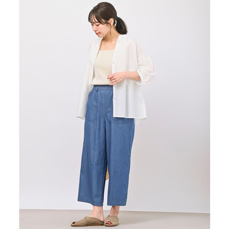 テンセル綿麻バンドカラー７分袖シャツ | rps | 詳細画像10 