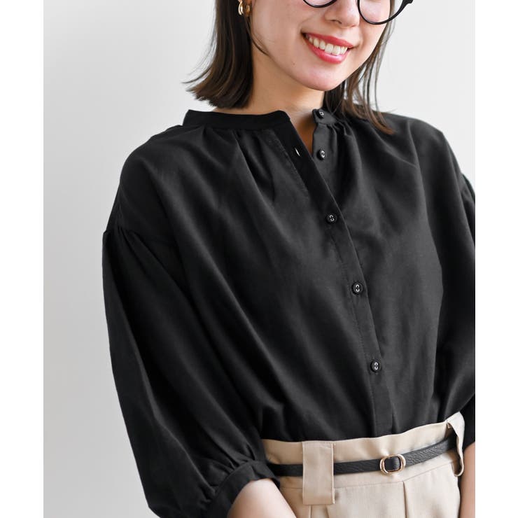 テンセル綿麻バンドカラー７分袖シャツ | rps | 詳細画像16 