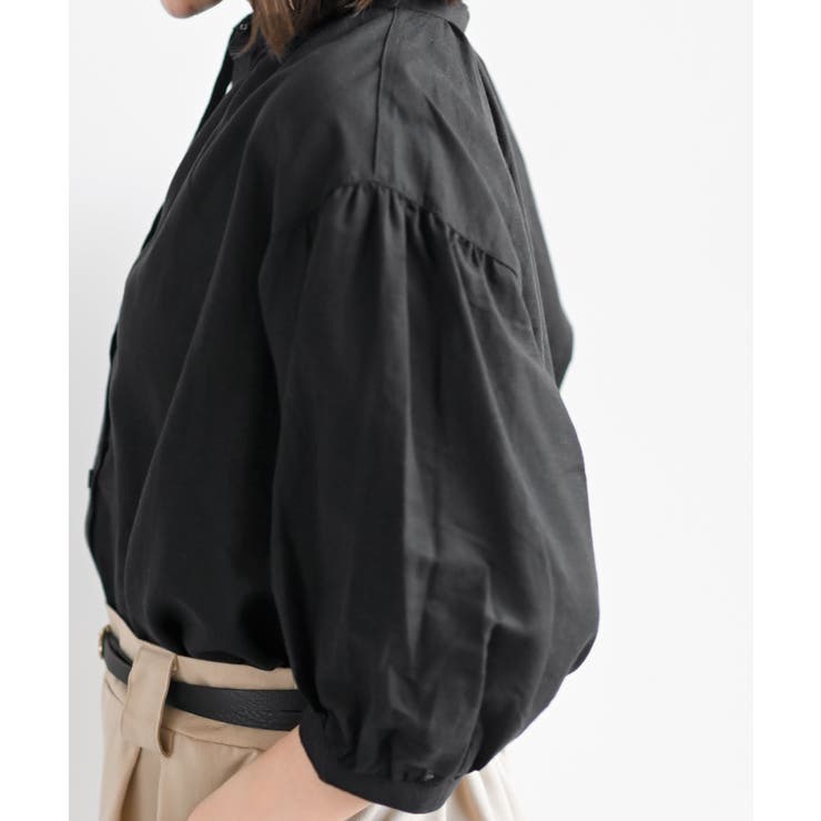 テンセル綿麻バンドカラー７分袖シャツ | rps | 詳細画像17 