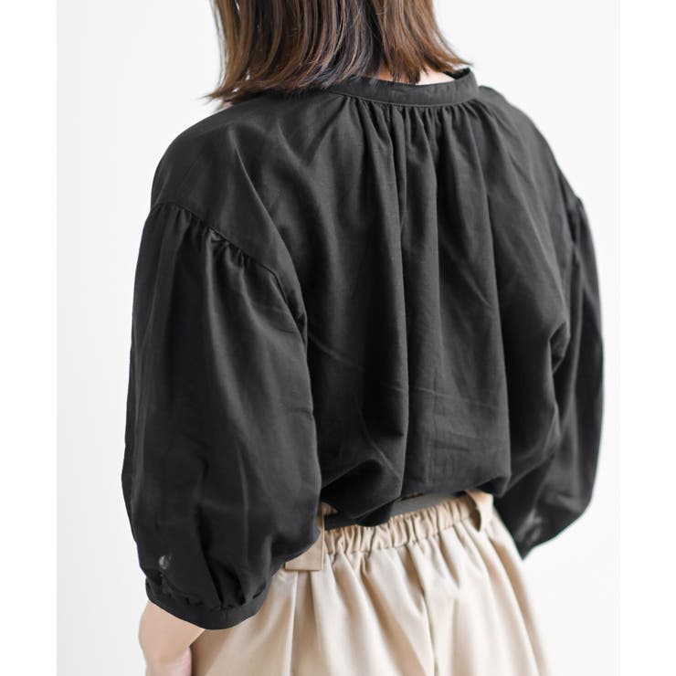 テンセル綿麻バンドカラー７分袖シャツ | rps | 詳細画像18 