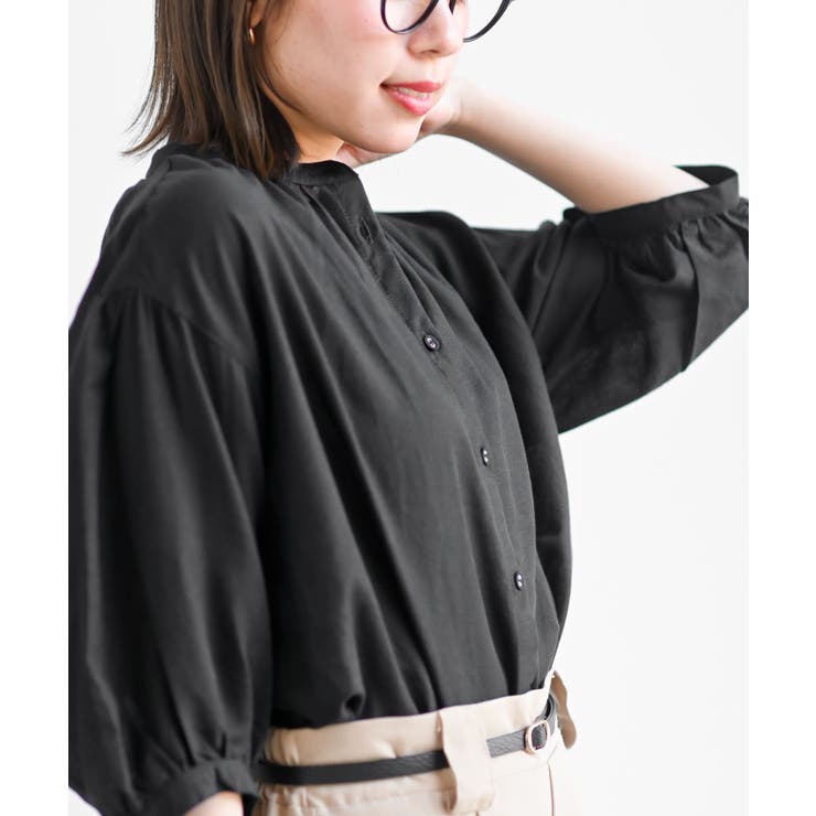 テンセル綿麻バンドカラー７分袖シャツ | rps | 詳細画像19 