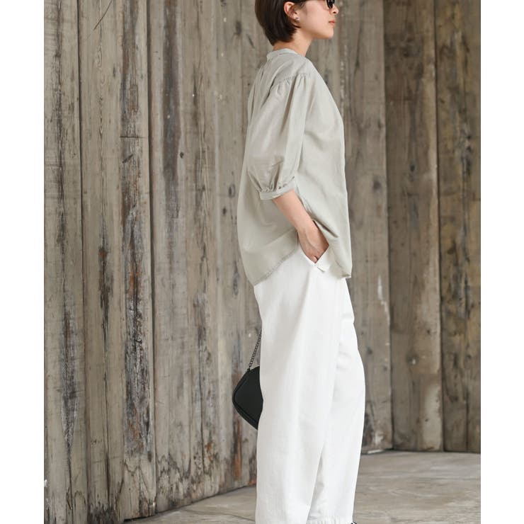 テンセル綿麻バンドカラー７分袖シャツ | rps | 詳細画像24 