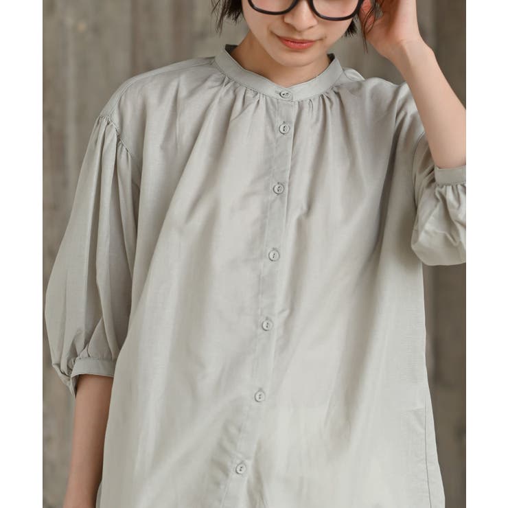 テンセル綿麻バンドカラー７分袖シャツ | rps | 詳細画像25 