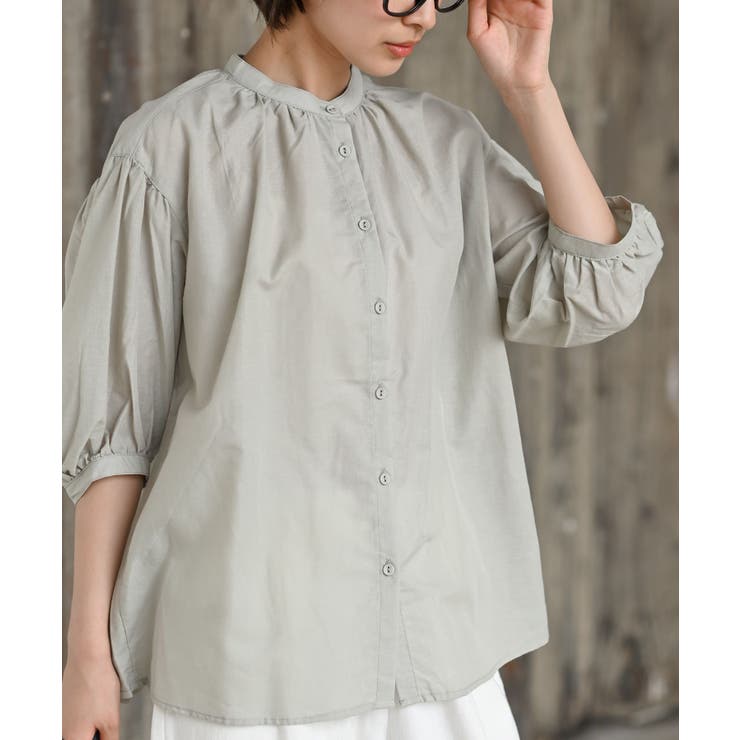 テンセル綿麻バンドカラー７分袖シャツ | rps | 詳細画像26 