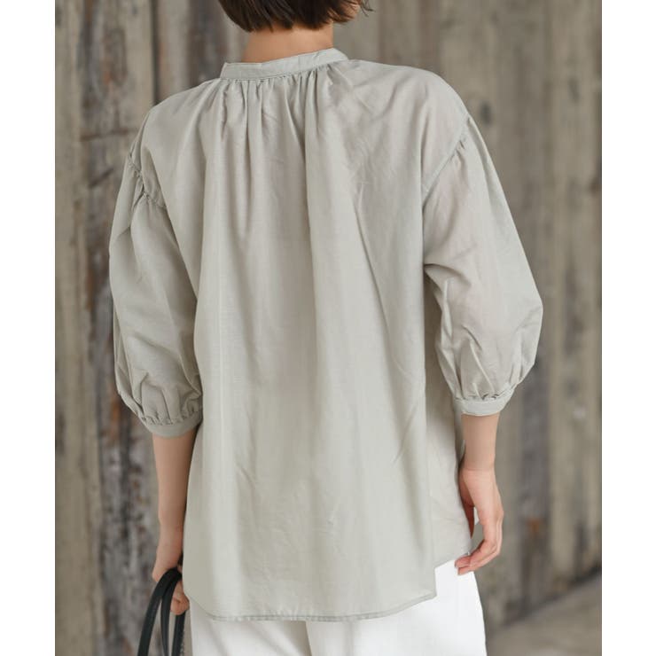 テンセル綿麻バンドカラー７分袖シャツ | rps | 詳細画像27 