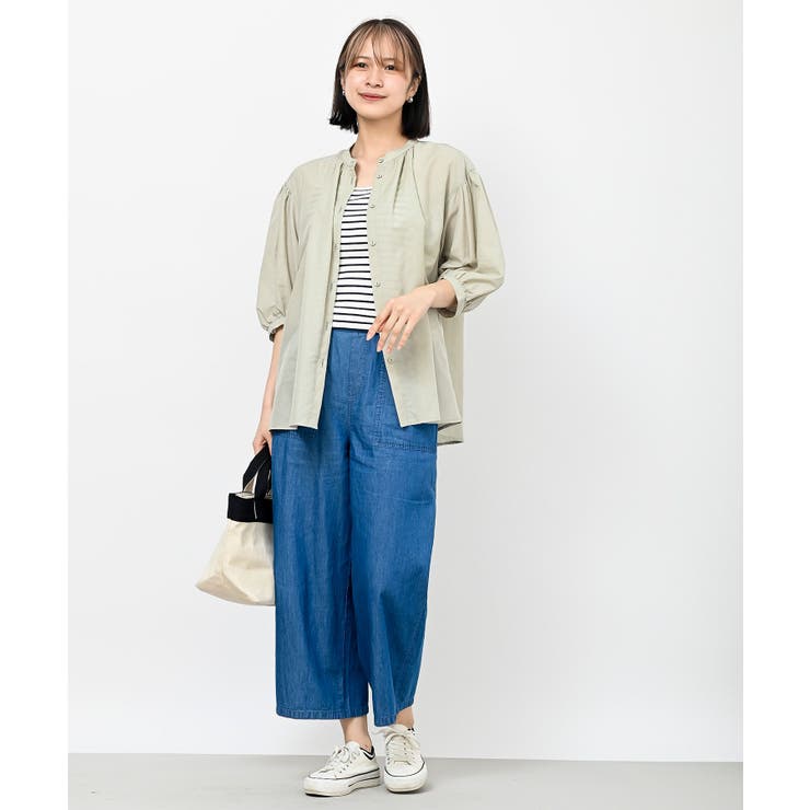 テンセル綿麻バンドカラー７分袖シャツ | rps | 詳細画像29 