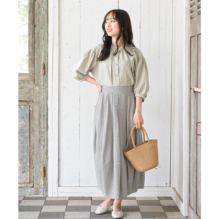 テンセル綿麻バンドカラー７分袖シャツ | rps | 詳細画像30 