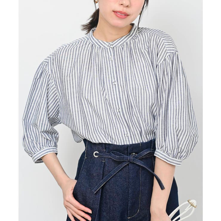 テンセル綿麻バンドカラー７分袖シャツ | rps | 詳細画像44 