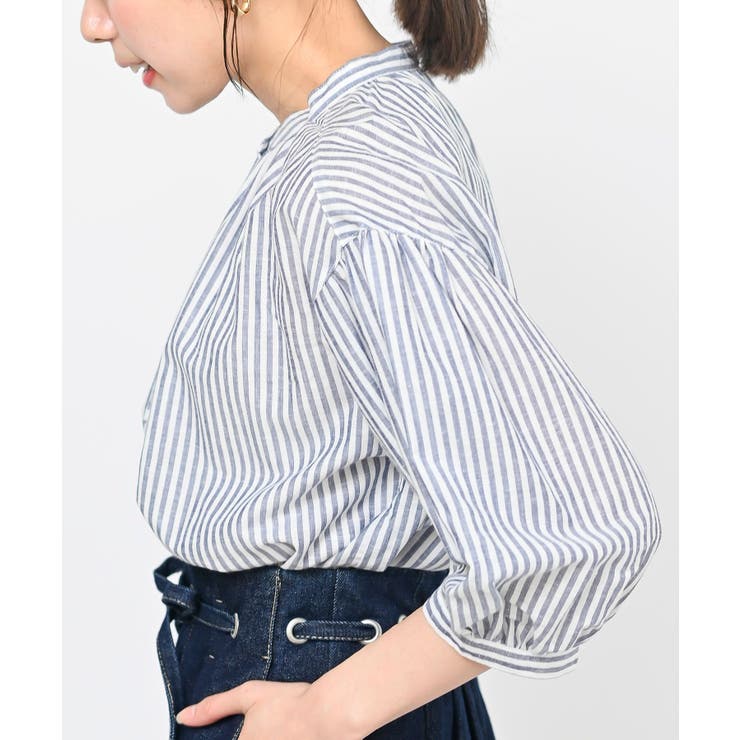 テンセル綿麻バンドカラー７分袖シャツ | rps | 詳細画像45 