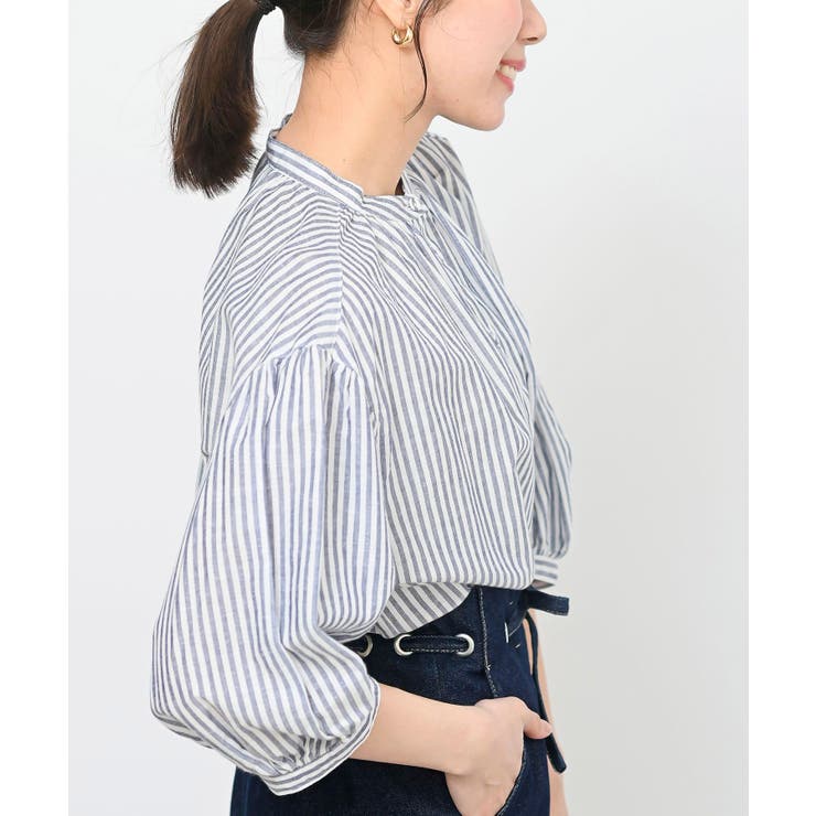 テンセル綿麻バンドカラー７分袖シャツ | rps | 詳細画像47 