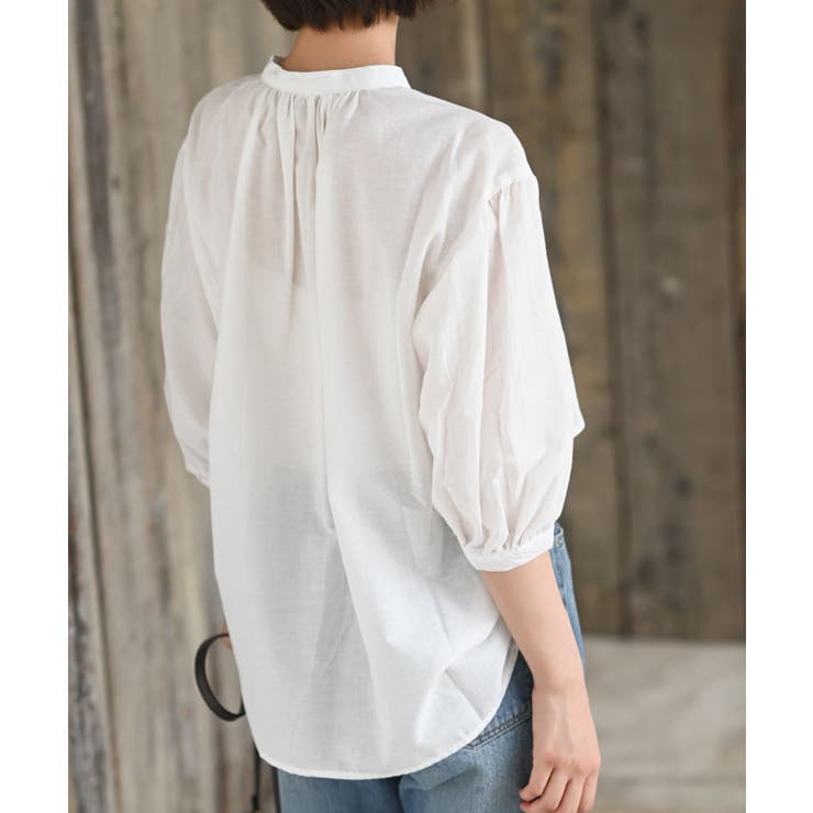 テンセル綿麻バンドカラー７分袖シャツ | rps | 詳細画像8 