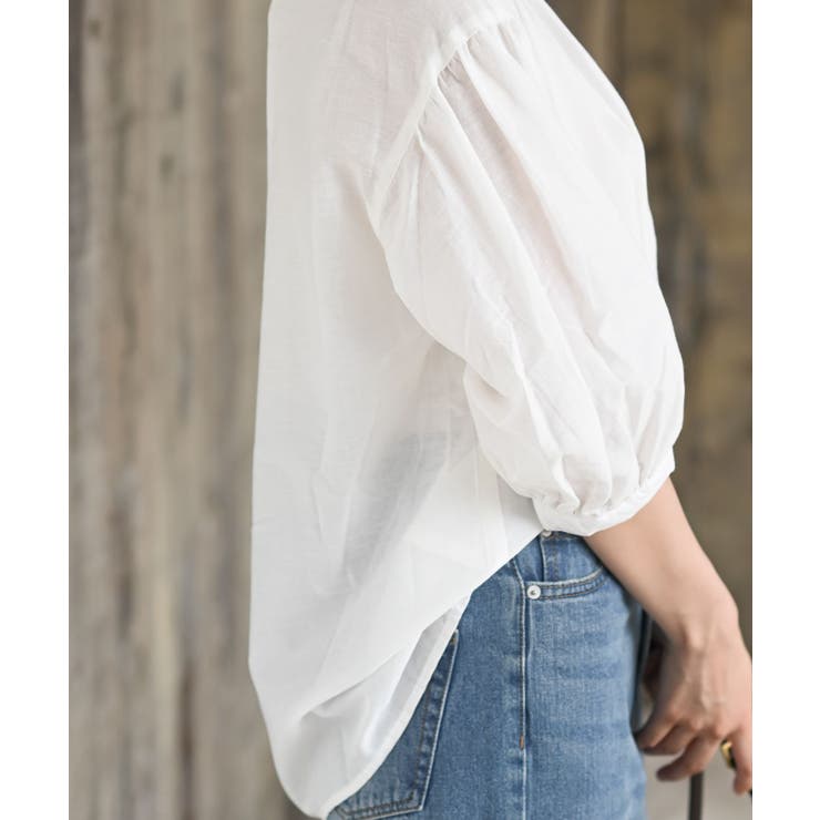 テンセル綿麻バンドカラー７分袖シャツ | rps | 詳細画像9 