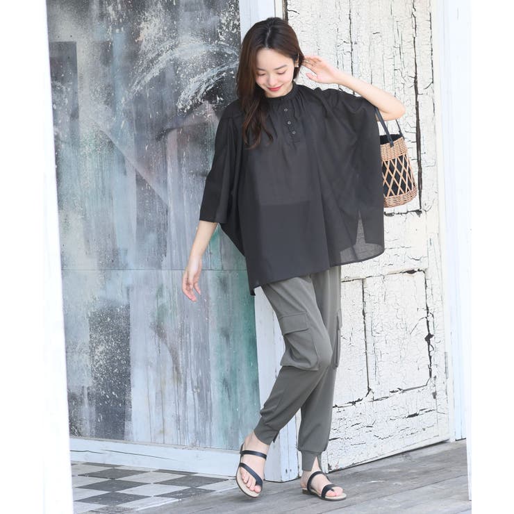 バンドカラーポンチョブラウス[品番：RPSW0001637]｜rps（アール