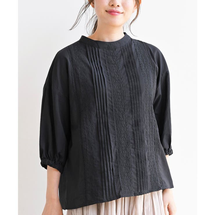 ピンタックレース7分袖ブラウス[品番：RPSW0002674]｜rps