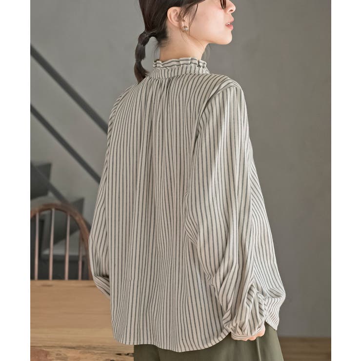 ネル起毛多釦襟フリルブラウス[品番：RPSW0000569]｜rps（アール