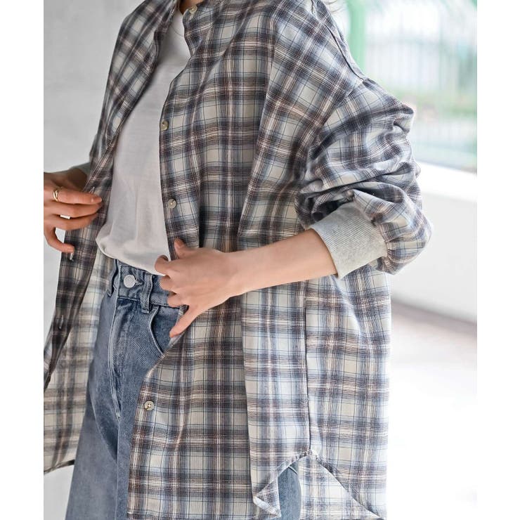 リブ使いバンドカラーチェックシャツ | rps | 詳細画像16 