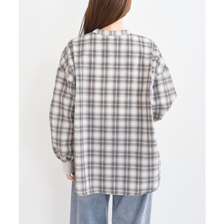 リブ使いバンドカラーチェックシャツ | rps | 詳細画像19 