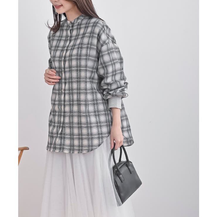 リブ使いバンドカラーチェックシャツ | rps | 詳細画像3 